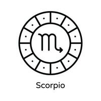 Escorpión vector contorno icono diseño ilustración. astrología y zodíaco señales símbolo en blanco antecedentes eps 10 archivo