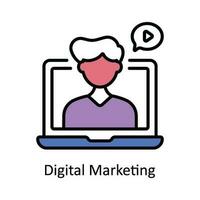 Digital Marketing Vector Fill outline Icon Design illustration. Digital Marketing  Symbol on White background EPS 10 File