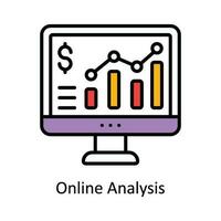 Online Analysis Vector Fill outline Icon Design illustration. Digital Marketing  Symbol on White background EPS 10 File