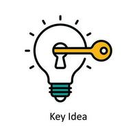 Key Idea Vector Fill outline Icon Design illustration. Digital Marketing  Symbol on White background EPS 10 File