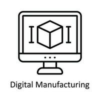 Digital Manufacturing Vector  outline Icon Design illustration. Smart Industries Symbol on White background EPS 10 File