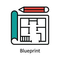 Blueprint Vector Fill outline Icon Design illustration. Smart Industries Symbol on White background EPS 10 File