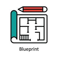 Blueprint Vector Fill outline Icon Design illustration. Smart Industries Symbol on White background EPS 10 File