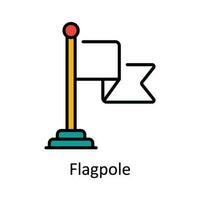 Flagpole Vector Fill outline Icon Design illustration. Map and Navigation Symbol on White background EPS 10 File