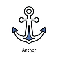 Anchor Vector Fill outline Icon Design illustration. Travel and Hotel Symbol on White background EPS 10 File