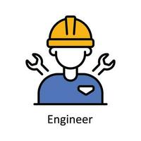 Engineer Vector Fill outline Icon Design illustration. Smart Industries Symbol on White background EPS 10 File