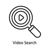 Video Search Vector   outline Icon Design illustration. Online streaming Symbol on White background EPS 10 File