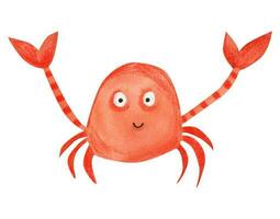 Red crab. Watercolor illustration in cartoon style. vector