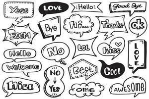 Hand drawn set of speech bubbles isolated . Doodle set element. Vector illustration.