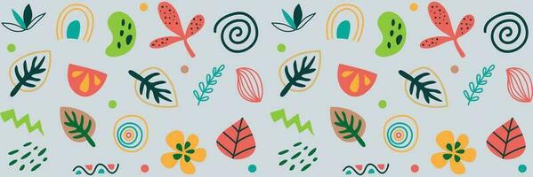 Set of trendy doodles and abstract nature icons on isolated white background. Big summer collection, unusual organic shapes in freehand matisse art style. Including vector