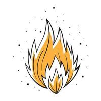 Hand drawn fire icons. Fire Flames Icons Vector Set. Hand Drawn Doodle Sketch Fire, Black and White Drawing. Simple fire symbol.