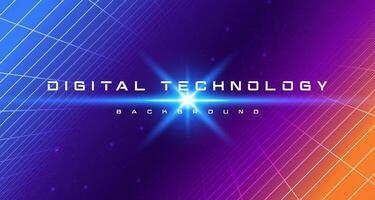 Abstract digital technology futuristic blue purple background, Cyber science tech Innovation communication future, Ai big data, internet network connection, Cloud hi-tech illustration orange vector 3d