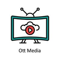 ott medios de comunicación vector llenar contorno icono diseño ilustración. en línea transmisión símbolo en blanco antecedentes eps 10 archivo