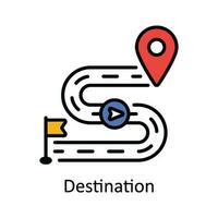 Destination Vector Fill outline Icon Design illustration. Map and Navigation Symbol on White background EPS 10 File