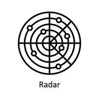 Radar vector contorno icono diseño ilustración. mapa y navegación símbolo en blanco antecedentes eps 10 archivo