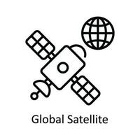 Global Satellite Vector  outline Icon Design illustration. Map and Navigation Symbol on White background EPS 10 File