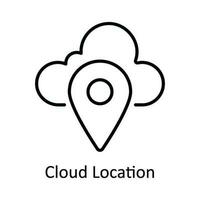 Cloud Location Vector  outline Icon Design illustration. Map and Navigation Symbol on White background EPS 10 File