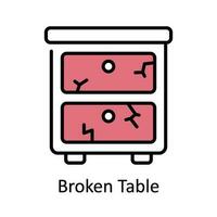 Broken Table Vector Fill outline Icon Design illustration. Home Repair And Maintenance Symbol on White background EPS 10 File