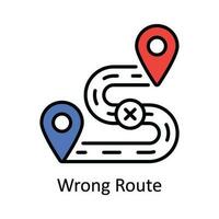 Wrong Route Vector Fill outline Icon Design illustration. Map and Navigation Symbol on White background EPS 10 File