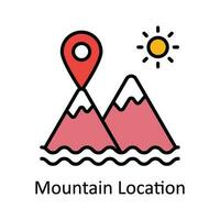 Mountain Location Vector Fill outline Icon Design illustration. Map and Navigation Symbol on White background EPS 10 File