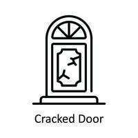 Cracked Door Vector  outline Icon Design illustration. Home Repair And Maintenance Symbol on White background EPS 10 File