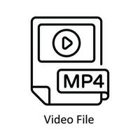 Video File Vector   outline Icon Design illustration. Online streaming Symbol on White background EPS 10 File