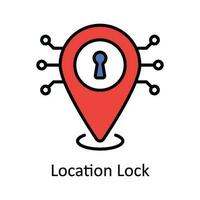 Location Lock Vector Fill outline Icon Design illustration. Map and Navigation Symbol on White background EPS 10 File