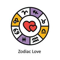 Zodiac Love Vector Fill outline Icon Design illustration. Astrology And Zodiac Signs Symbol on White background EPS 10 File