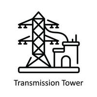 Transmission Tower Vector  outline Icon Design illustration. Smart Industries Symbol on White background EPS 10 File