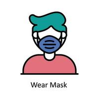 Wear Mask Vector Fill outline Icon Design illustration. Pharmacy  Symbol on White background EPS 10 File