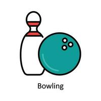 Bowling Vector Fill outline Icon Design illustration. Travel and Hotel Symbol on White background EPS 10 File