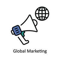 Global Marketing Vector Fill outline Icon Design illustration. Digital Marketing  Symbol on White background EPS 10 File