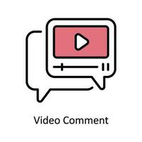 Video Comment Vector Fill outline Icon Design illustration. Digital Marketing  Symbol on White background EPS 10 File