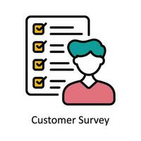 Customer Survey Vector Fill outline Icon Design illustration. Digital Marketing  Symbol on White background EPS 10 File