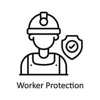 Worker Protection Vector  outline Icon Design illustration. Smart Industries Symbol on White background EPS 10 File