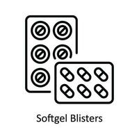 Softgel Blisters Vector  outline Icon Design illustration. Pharmacy  Symbol on White background EPS 10 File