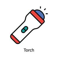 Torch Vector Fill outline Icon Design illustration. Travel and Hotel Symbol on White background EPS 10 File