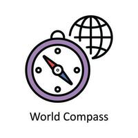 World Compass Vector Fill outline Icon Design illustration. Map and Navigation Symbol on White background EPS 10 File