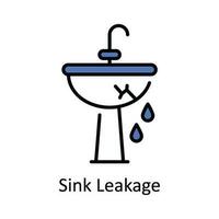 Sink Leakage Vector Fill outline Icon Design illustration. Home Repair And Maintenance Symbol on White background EPS 10 File