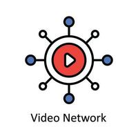 Video Network Vector  Fill outline Icon Design illustration. Online streaming Symbol on White background EPS 10 File