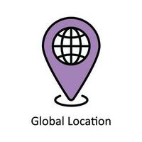 Global Location Vector Fill outline Icon Design illustration. Map and Navigation Symbol on White background EPS 10 File