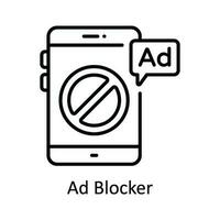 Ad Blocker Vector   outline Icon Design illustration. Online streaming Symbol on White background EPS 10 File
