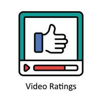 Video Ratings Vector  Fill outline Icon Design illustration. Online streaming Symbol on White background EPS 10 File