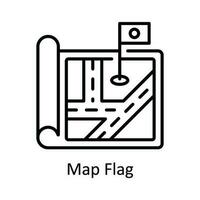 Map Flag Vector  outline Icon Design illustration. Map and Navigation Symbol on White background EPS 10 File