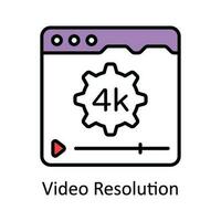 Video Resolution Vector  Fill outline Icon Design illustration. Online streaming Symbol on White background EPS 10 File