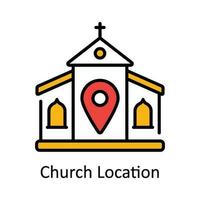 Iglesia ubicación vector llenar contorno icono diseño ilustración. mapa y navegación símbolo en blanco antecedentes eps 10 archivo