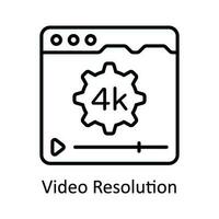 Video Resolution Vector   outline Icon Design illustration. Online streaming Symbol on White background EPS 10 File