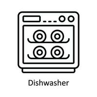 Dishwasher Vector  outline Icon Design illustration. Home Repair And Maintenance Symbol on White background EPS 10 File