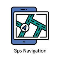GPS navegación vector llenar contorno icono diseño ilustración. mapa y navegación símbolo en blanco antecedentes eps 10 archivo
