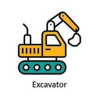 Excavator Vector Fill outline Icon Design illustration. Home Repair And Maintenance Symbol on White background EPS 10 File